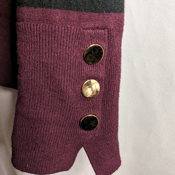 Philosophy Black & Burgundy Striped Sweater with Buttons - Size M - Picture 5 of 6